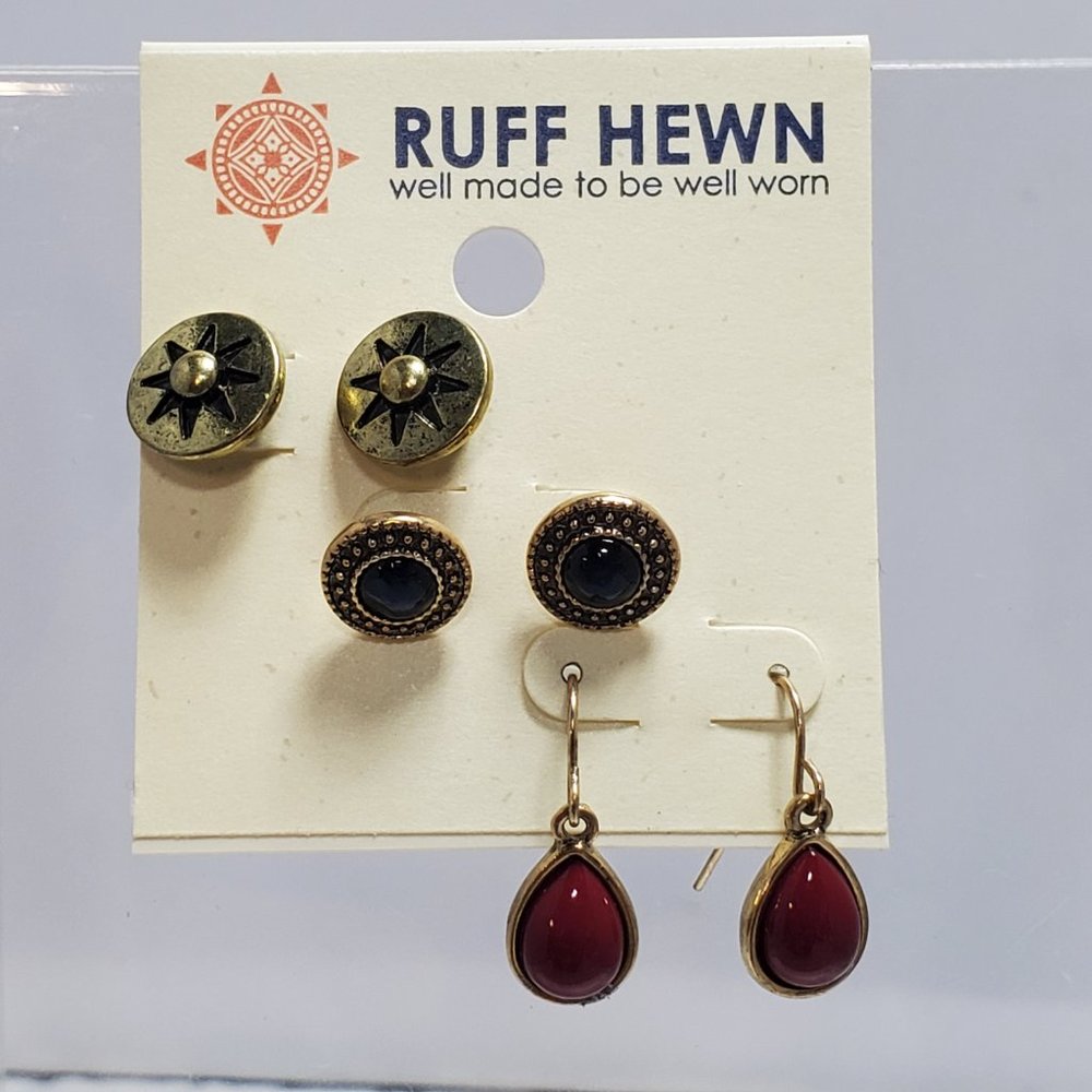 Ruff Hewn trio earrings